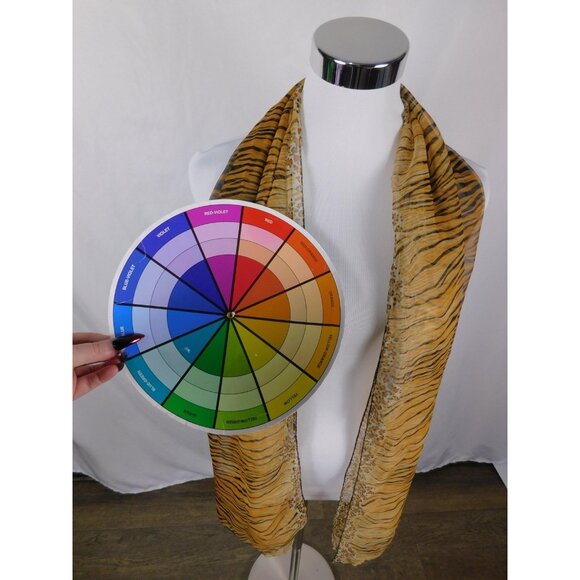 Yellow Black Tiger Leopard Sheer Scarf Boho OS - Picture 9 of 10